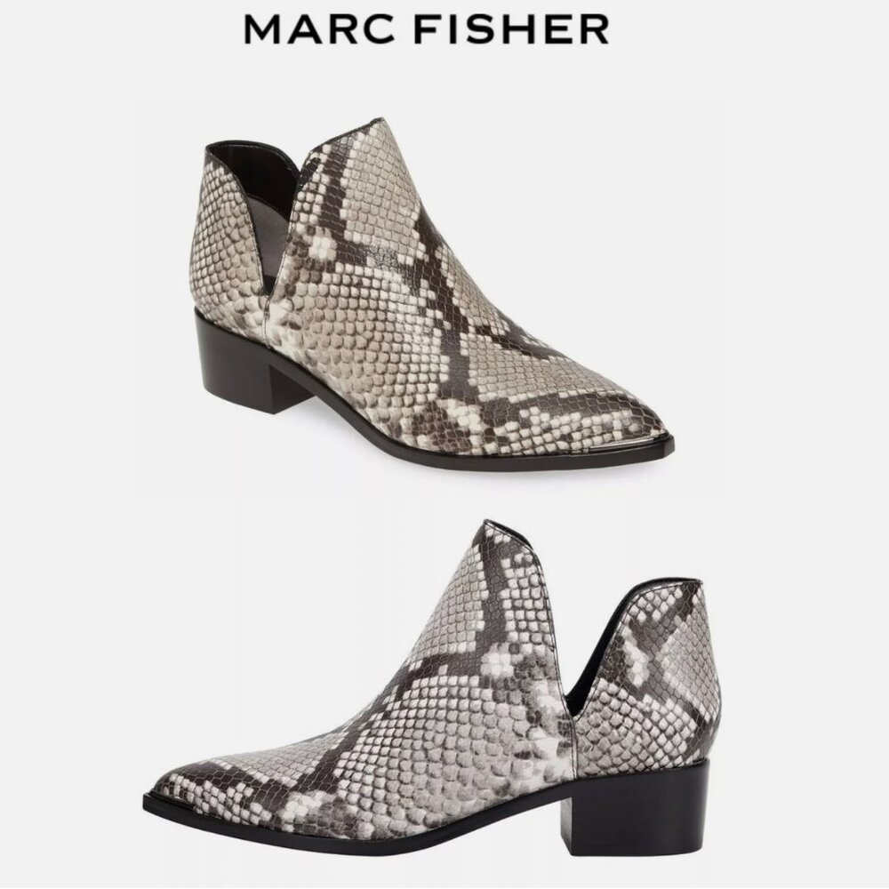 Marc Fisher LTD Women’s BLMLE Yilda Cut Out Snake Skin Leather Bootie size 10